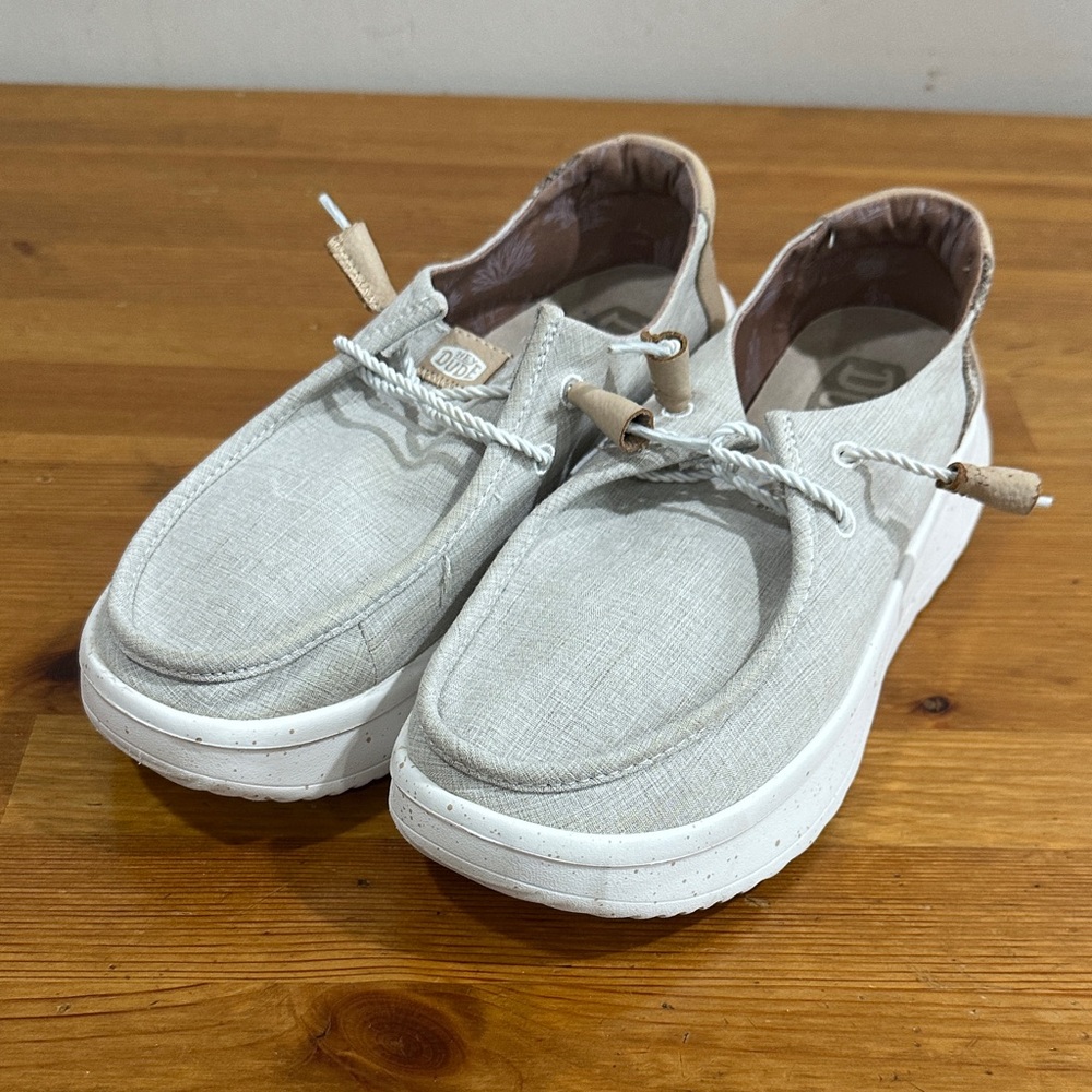 Hey Dude Beige and White Casual Shoes